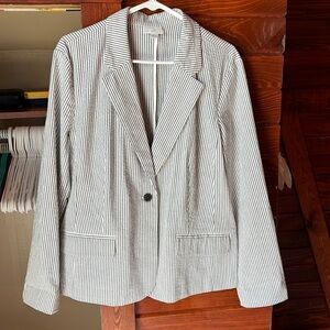 J. Jill Black and White Pinstripe Blazer